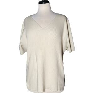 George Sweater Women’s Large Cream Cozy Comfy Casual Everyday Lounge Ribbed S/S